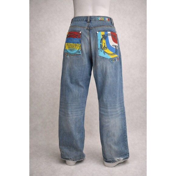 COOGI Other - COOGI Y2K Baggy Jeans 42x33 Wide Leg Hip-Hop Denim Streetwear Patchwork Logo